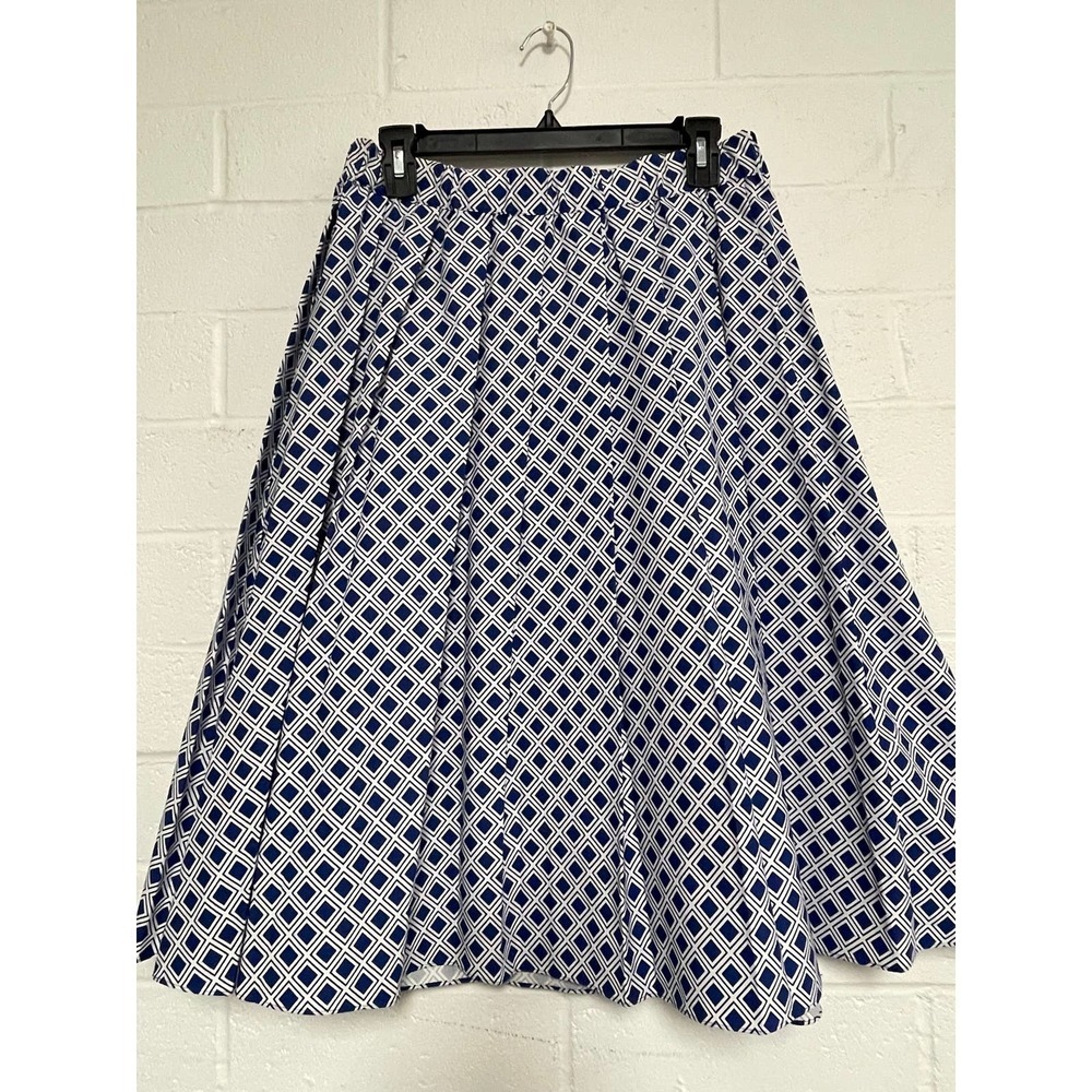 Michael Kors Women's Flared Skirt | Blue and White | Size S